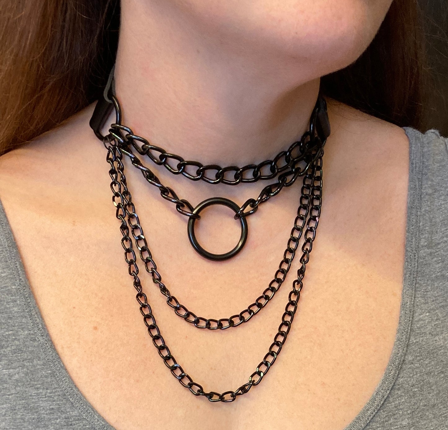 Gothic Punk Black - Choker (4 Chain)