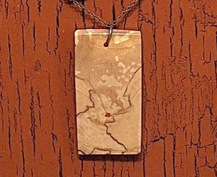Spalted Birch Wood Pendant Necklace - Image designed by nature. No other booked images are alike. Limited edition. Design SBPN-00125 shown