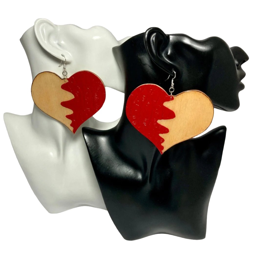 At approximately 4 3/4â x 3 3/4â in diameter, wt. is approx. 0.65 oz. (Both earrings) Made from maple wood, using resin and vinyl fabric.(A CBU Statement Design)