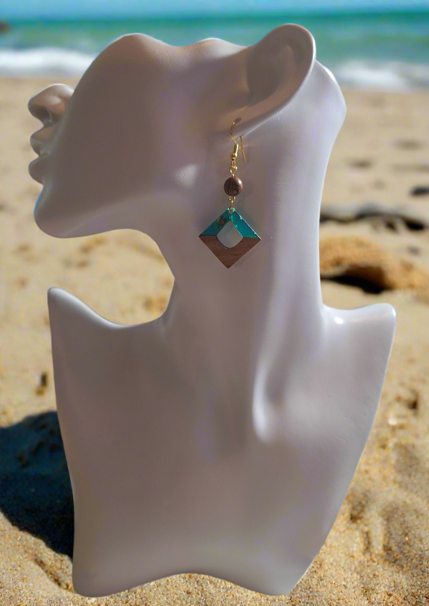 These earrings are turquoise colored resin acrylic with a 1/4" driftwood-look bead for a perfect complement. Finished with durable gold plated ear wires.
Measurements: 3/4" in length (approx.)
Head's Up: This is a can't miss, Buy 1 get 1 item. Buy your first pair for $8.00 and get the 2nd for $7.00. A really good buy at (2 for $15.00.)