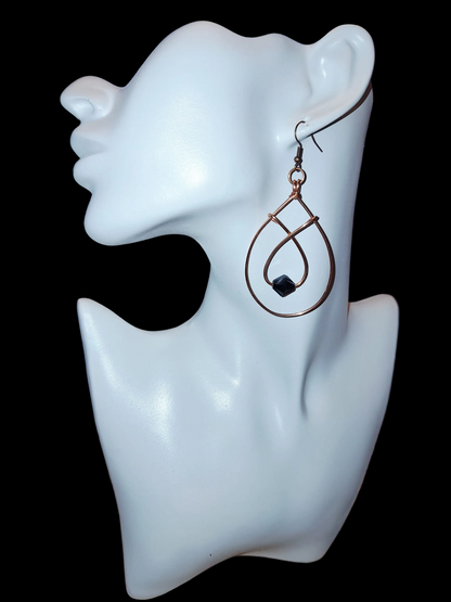 Copper and Glass Teardrop - Earrings - $15.00