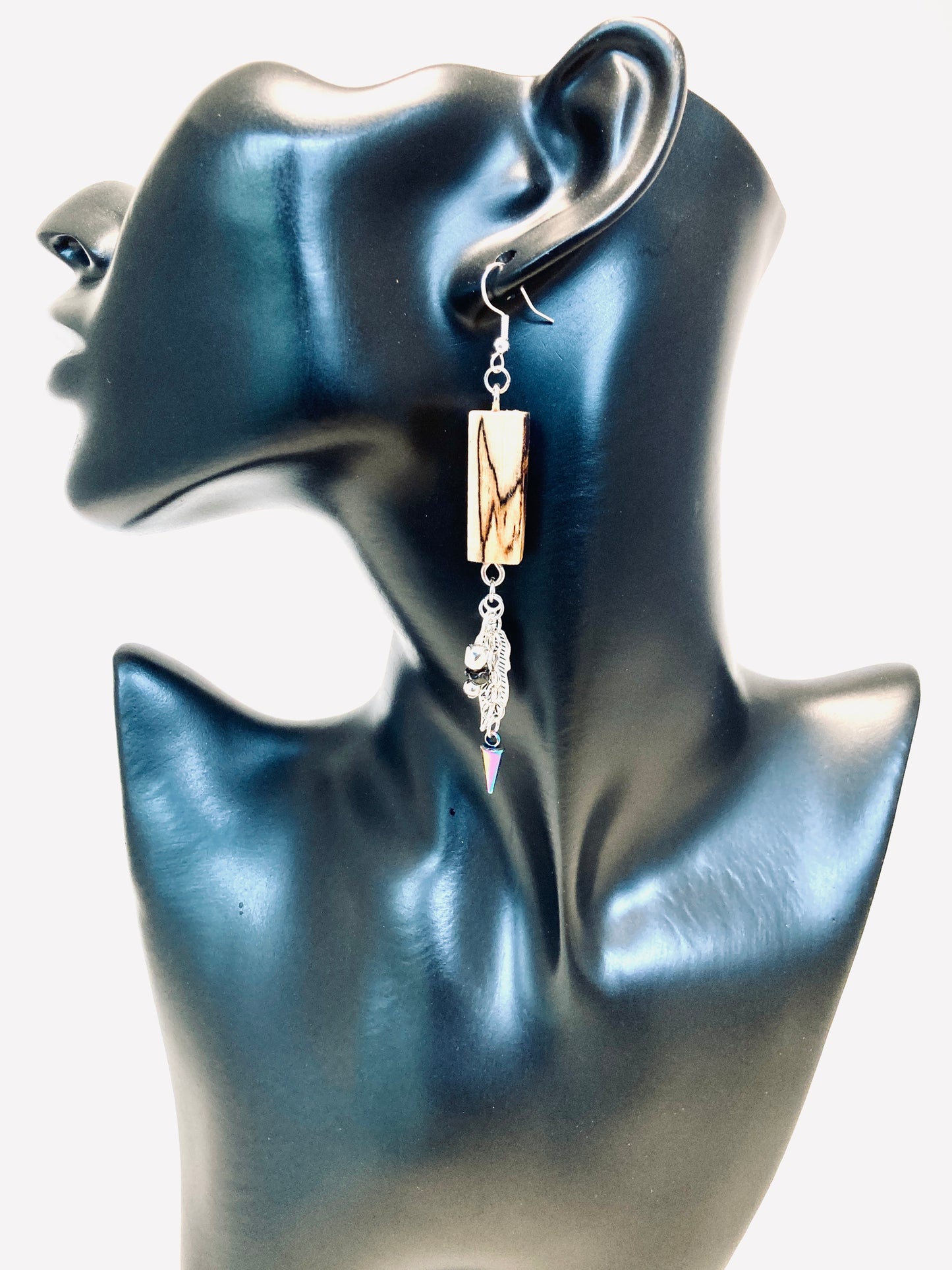 Marcy - Spalted Birchwood & Charms - Earrings