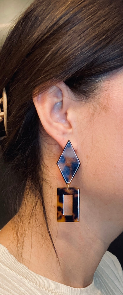 Tortoise Shell Reverse Acrylic - Earrings