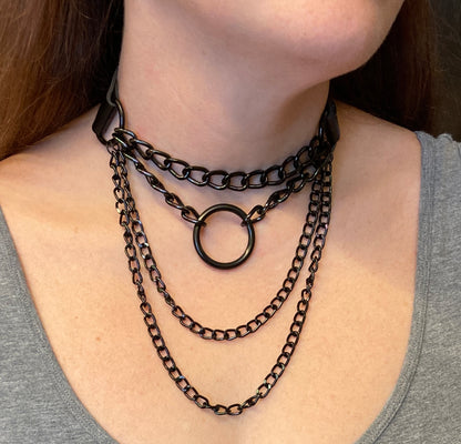 Gothic Punk Black - Choker (4 Chain)