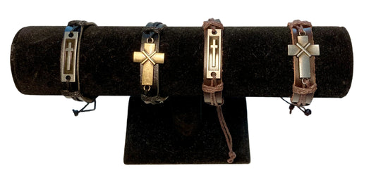 Cowhide Adjustable Cross - Bracelets (Men)