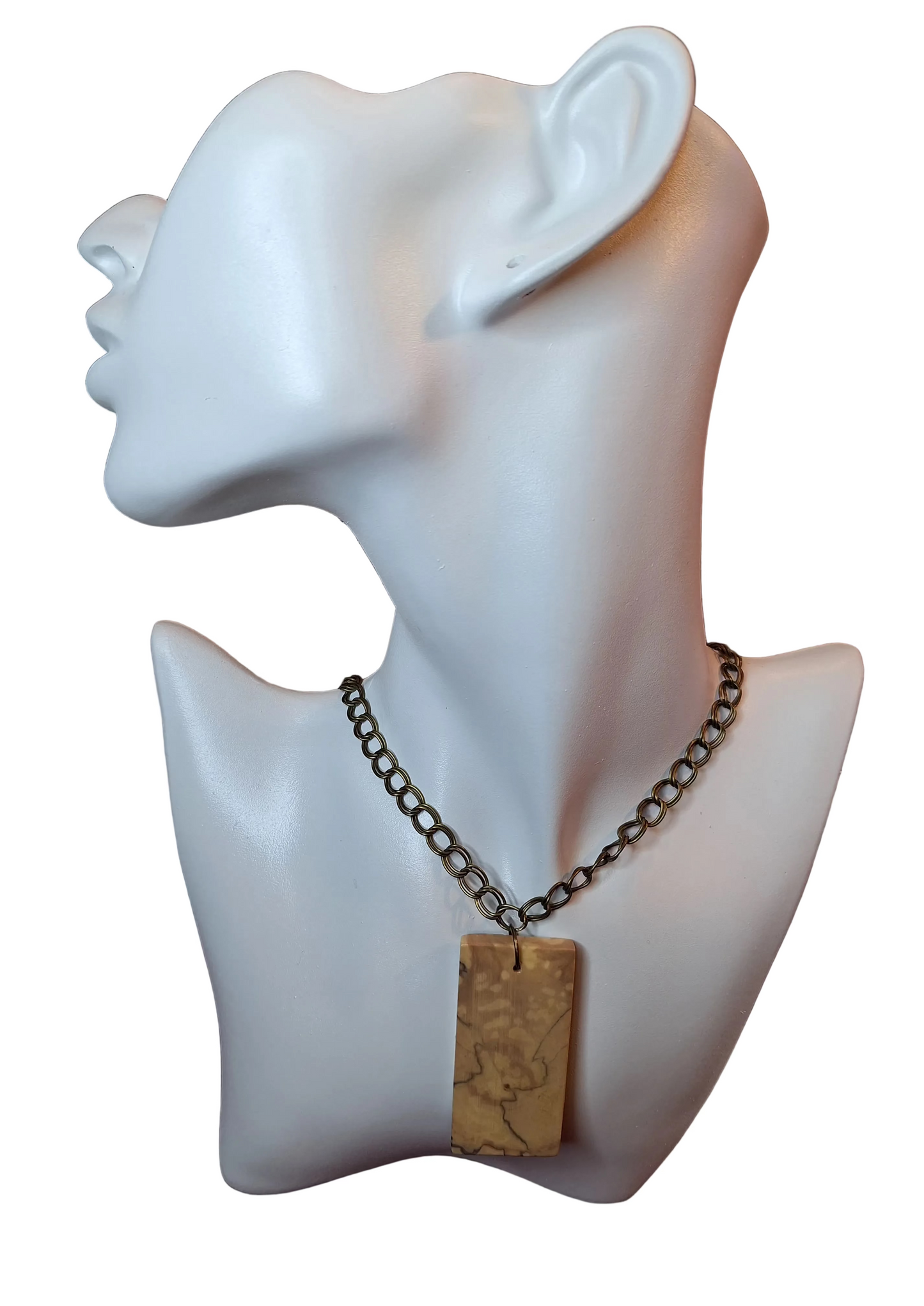 Spalted Birch Wood Pendant Necklace  - Image designed by nature. No other booked images are alike. Limited edition. Design SBPN-00125 shown