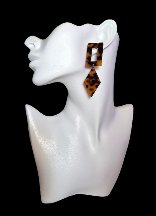 Tortoise Shell Reverse Acrylic - Earrings
