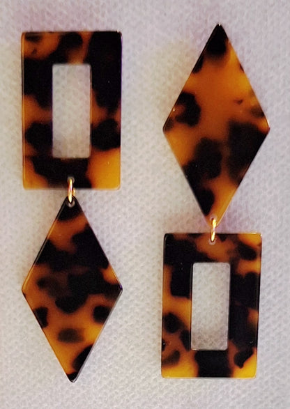 Tortoise Shell Reverse Acrylic - Earrings